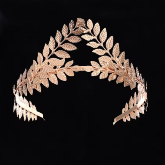 Laurel Leaf Gold Diadem Crown Tiara Women Goddess Headpiece Wedding Costume - Picture 1 of 5